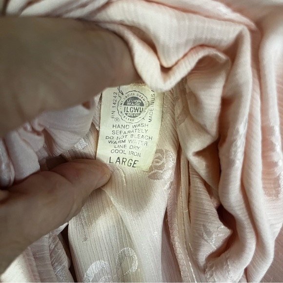 Vintage Christian Dior Nightgown Maxi Large Pink Lace Rose Bow Detail Lingerie - Picture 12 of 16